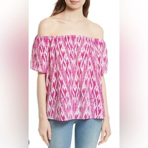 NWOT Joie Amesti B Pink and White Off the Shoulder Top, XS